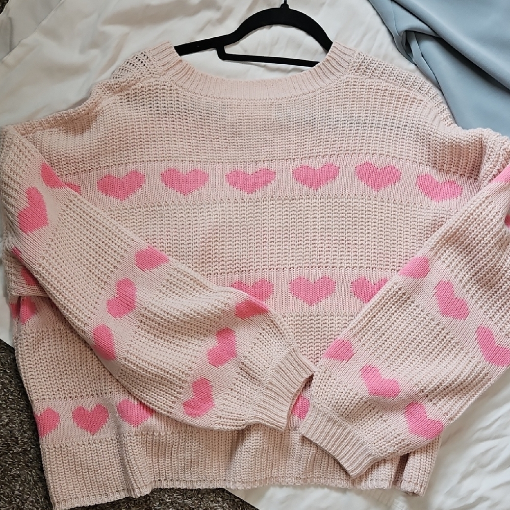 Jessica Simpson Blush Pink Heart Sweater